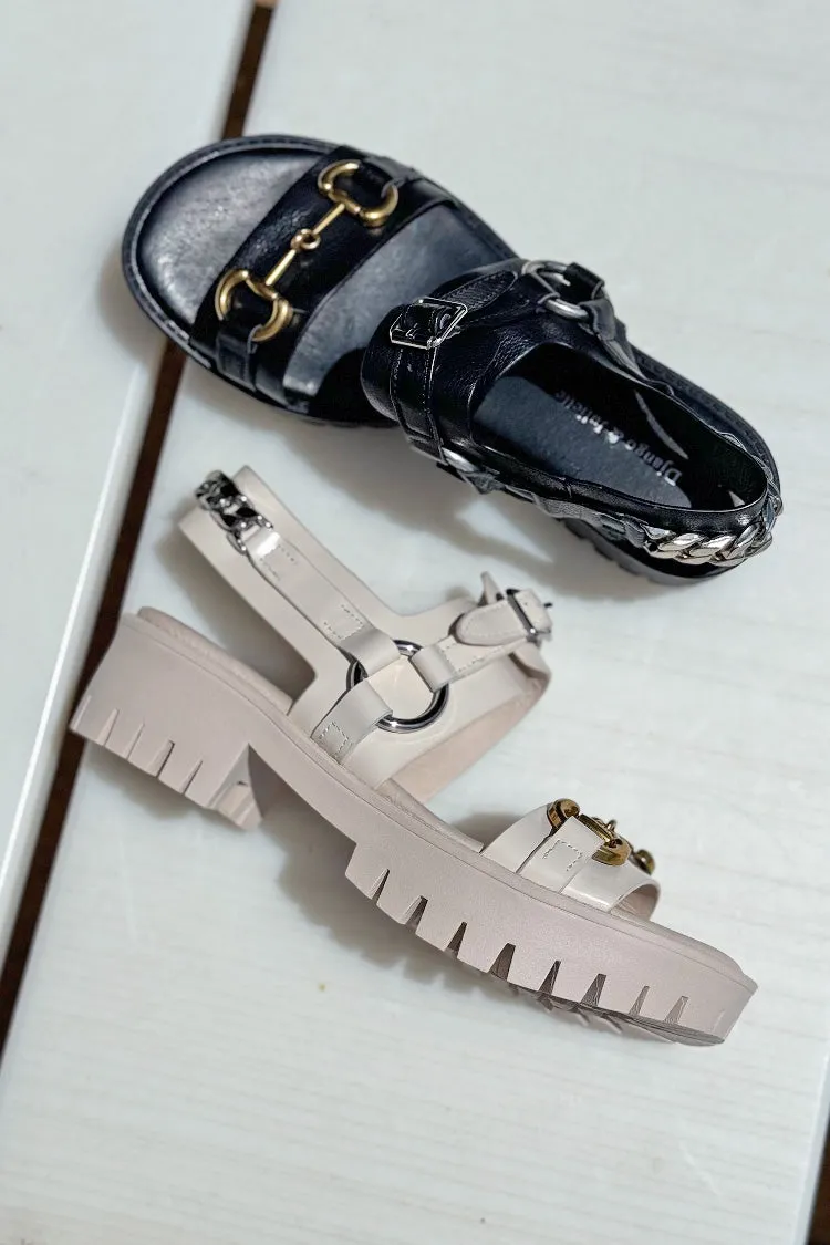 Briming Leather Heeled Sandals in Vanilla | FINAL SALE