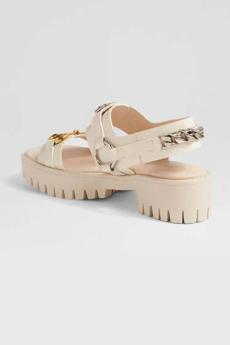 Briming Leather Heeled Sandals in Vanilla | FINAL SALE