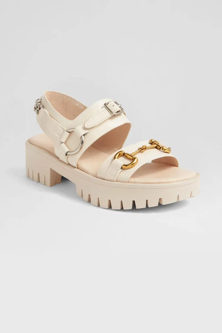 Briming Leather Heeled Sandals in Vanilla | FINAL SALE