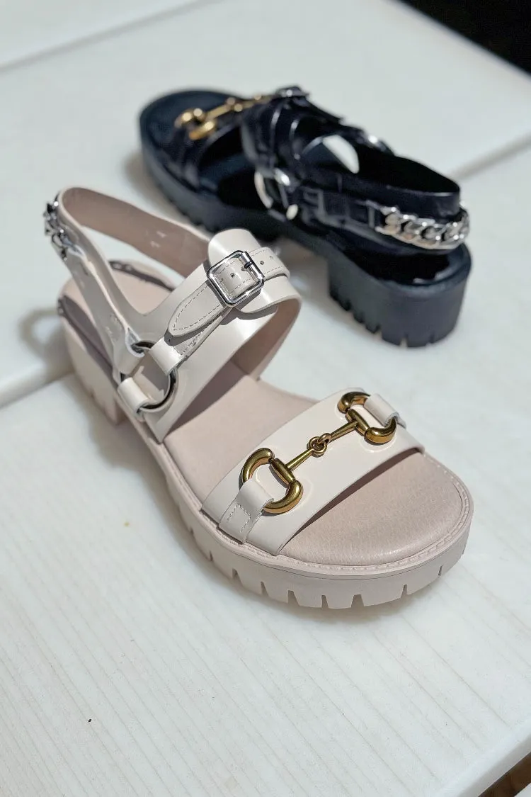 Briming Leather Heeled Sandals in Vanilla | FINAL SALE