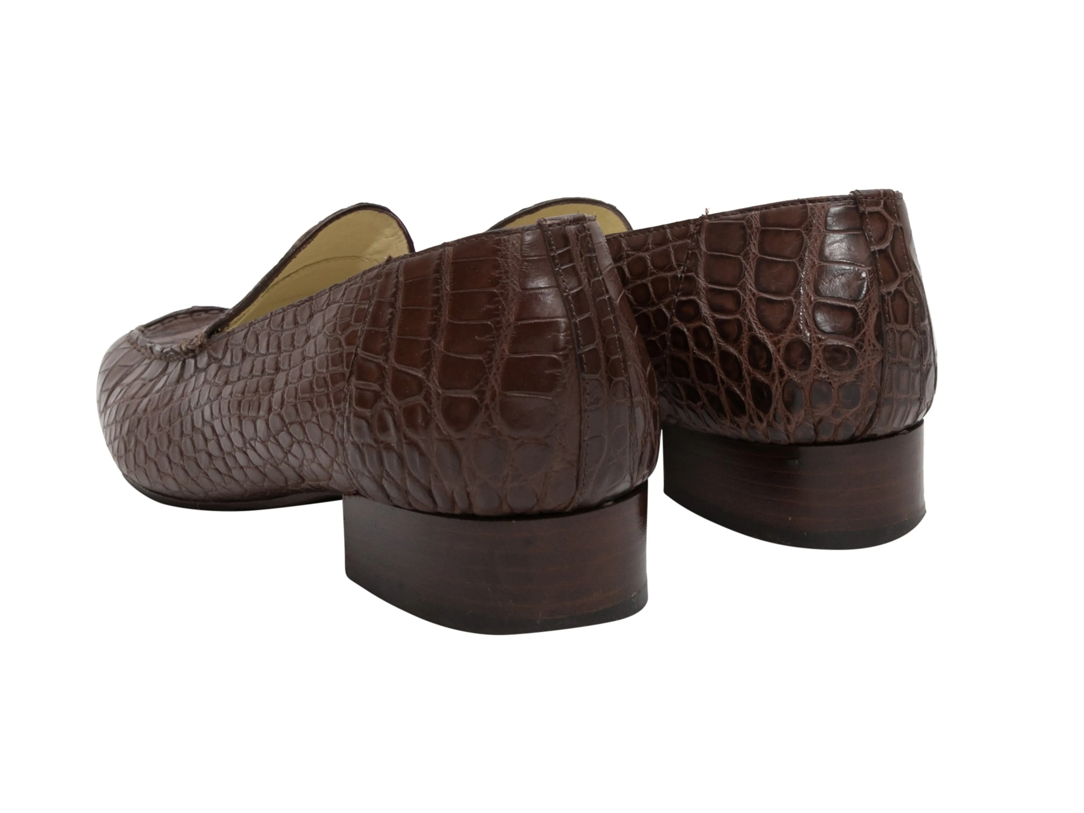 Brown Luciano Barbera Croc Loafers Size 37