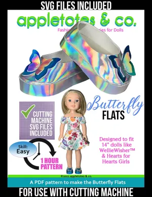 Butterfly Flats 14 Inch Doll Sewing Pattern - SVG Files Included