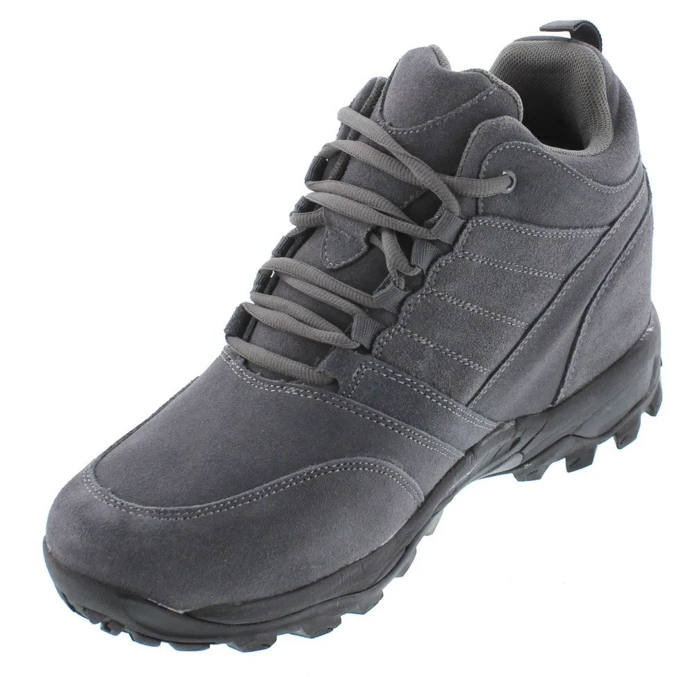 CALTO - H0032 - 4 Inches Taller (Grey) - Hiking Style Boots