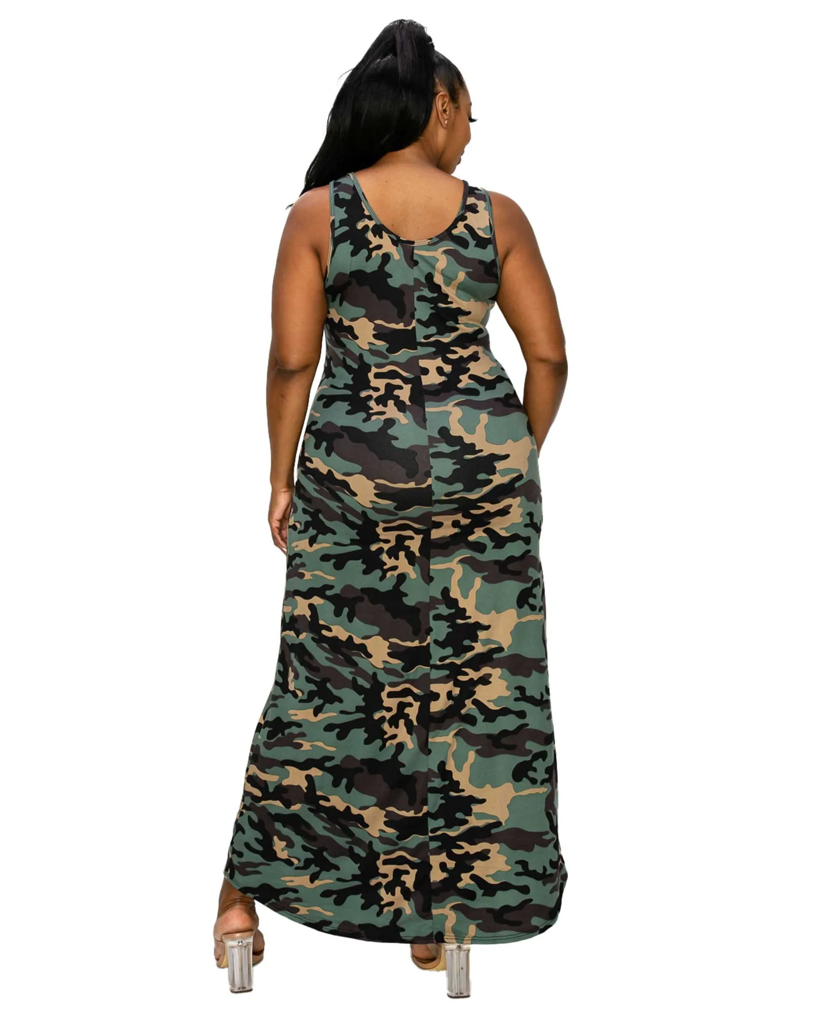 Camo Signature Sleeveless Maxi Dress | Olive/Taupe