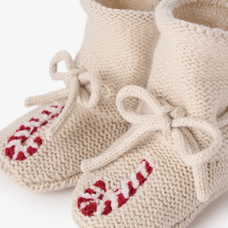 Candycane Garter Knit Baby Booties