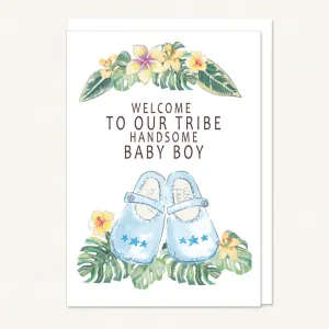 Card - baby boy booties