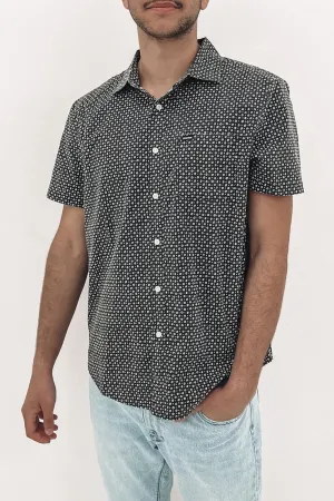 Charter Print Short Sleeve Woven Shirt Black White