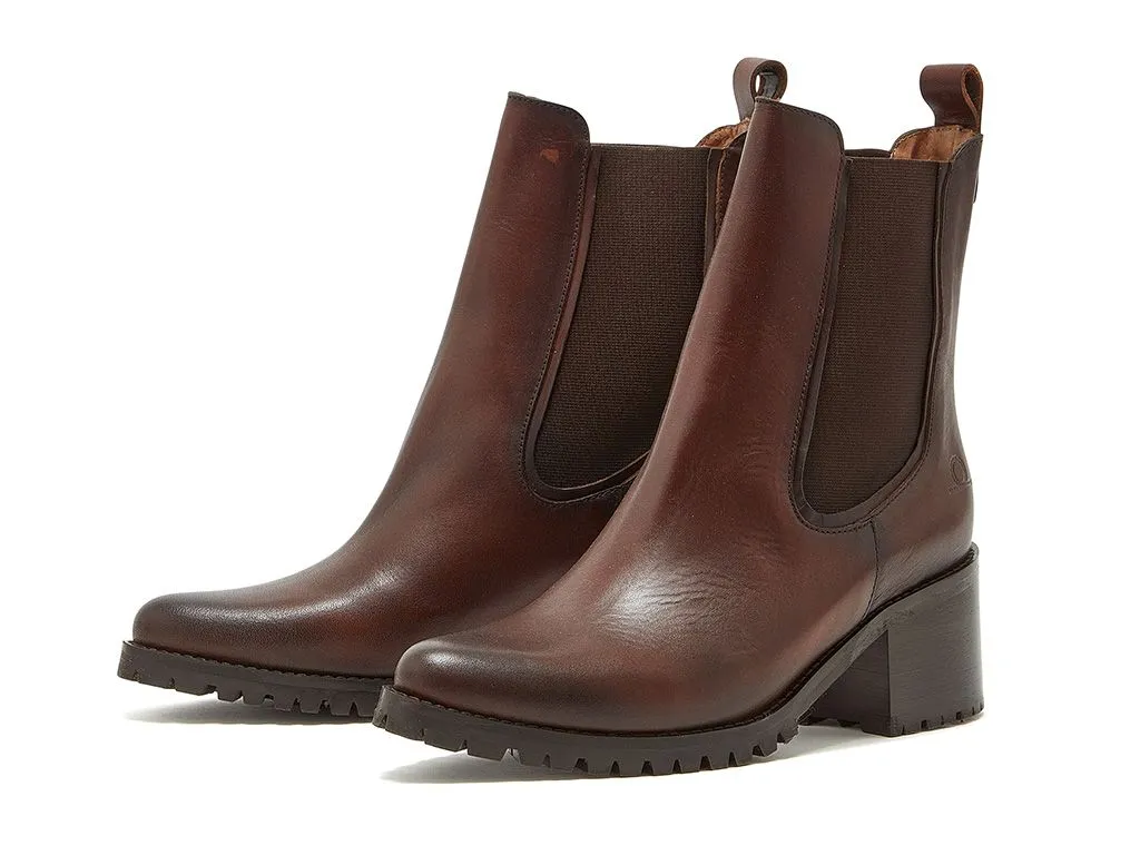 CHATHAM Ladies Vyne Heeled Chelsea Boots - Dark Brown