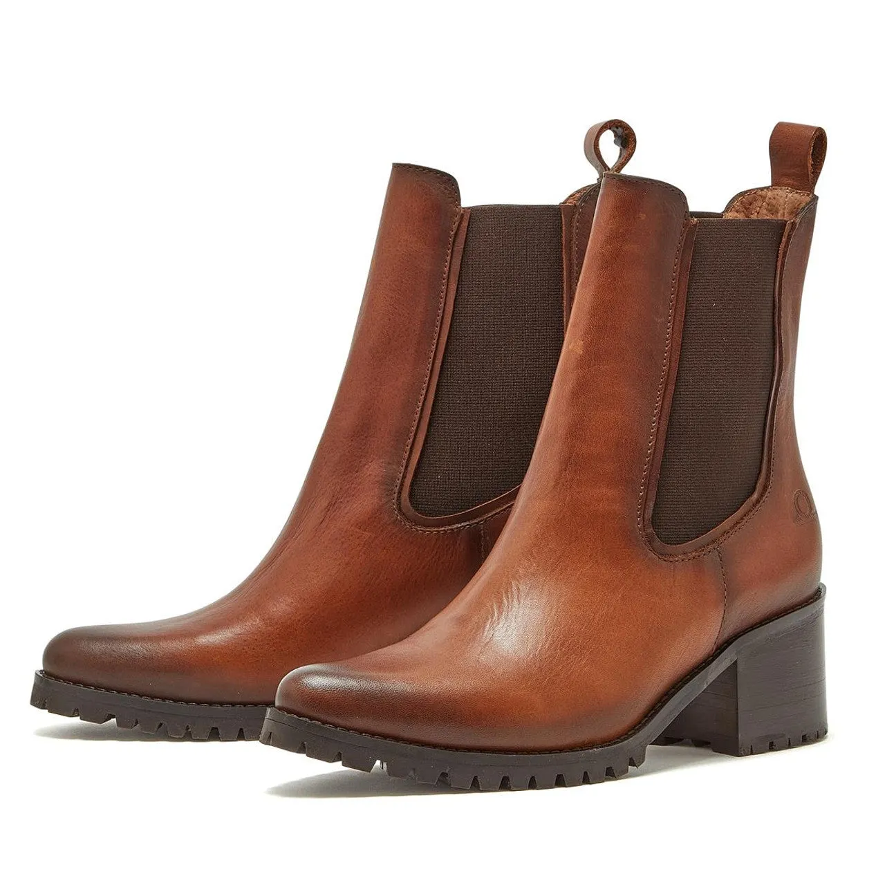 CHATHAM Ladies Vyne Heeled Chelsea Boots - Dark Tan