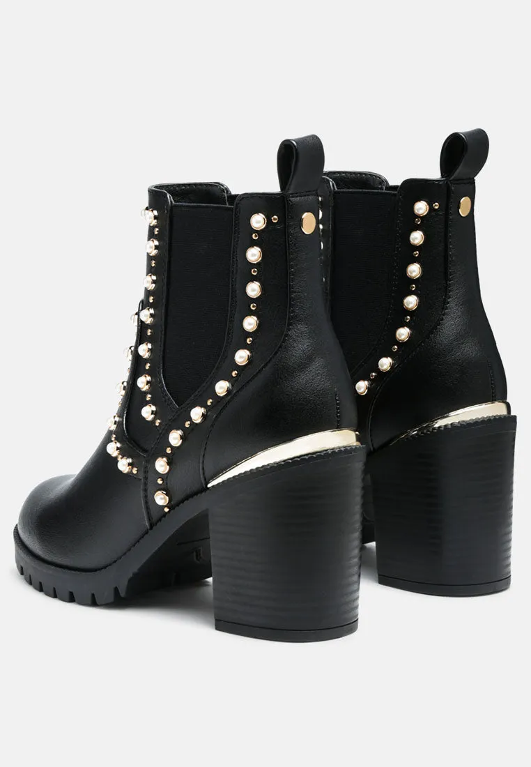 Cherin Pearl Studded Chelsea Boots