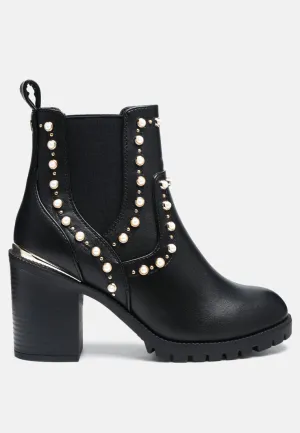 Cherin Pearl Studded Chelsea Boots