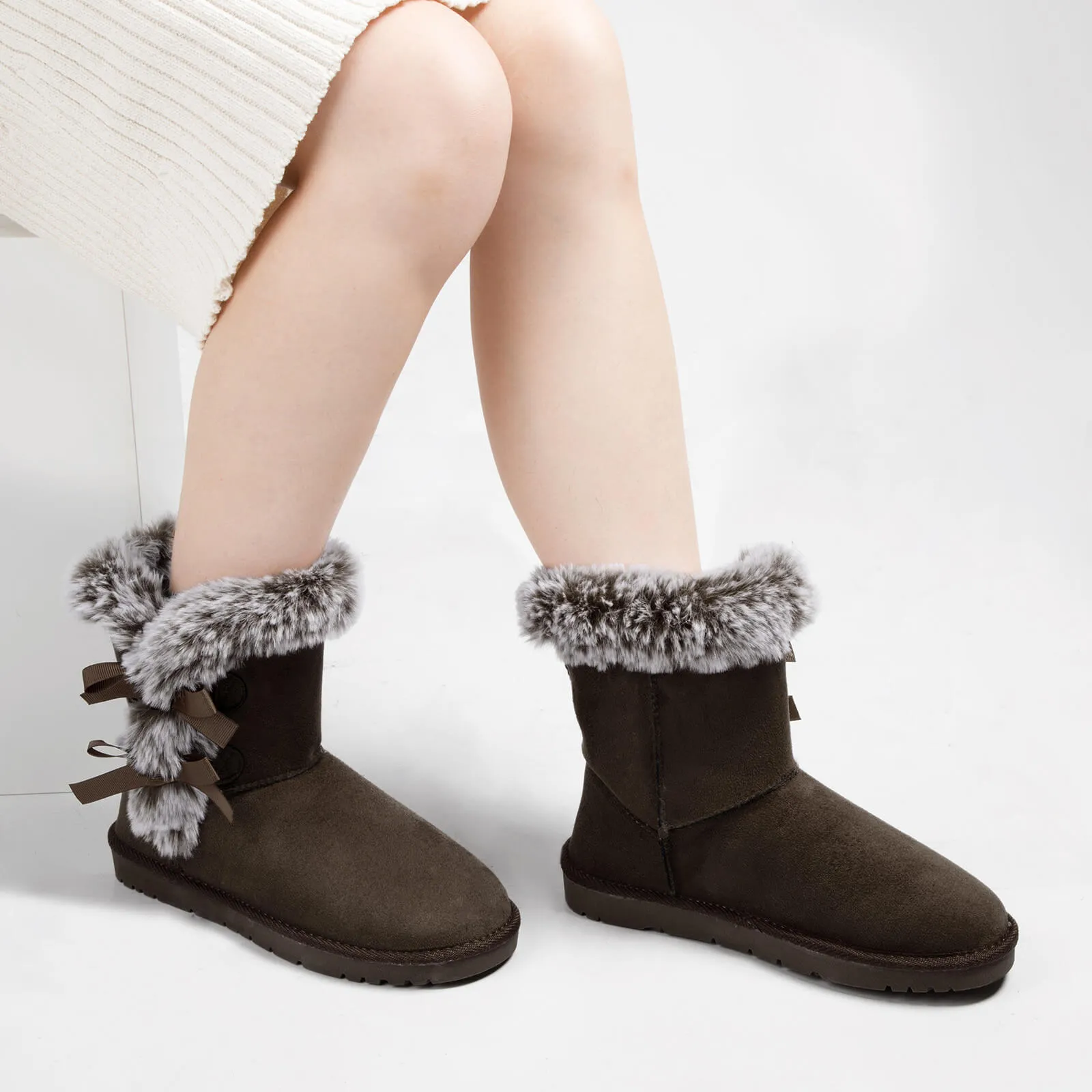 Classic Mid-tube Fur Lining Snow Boots