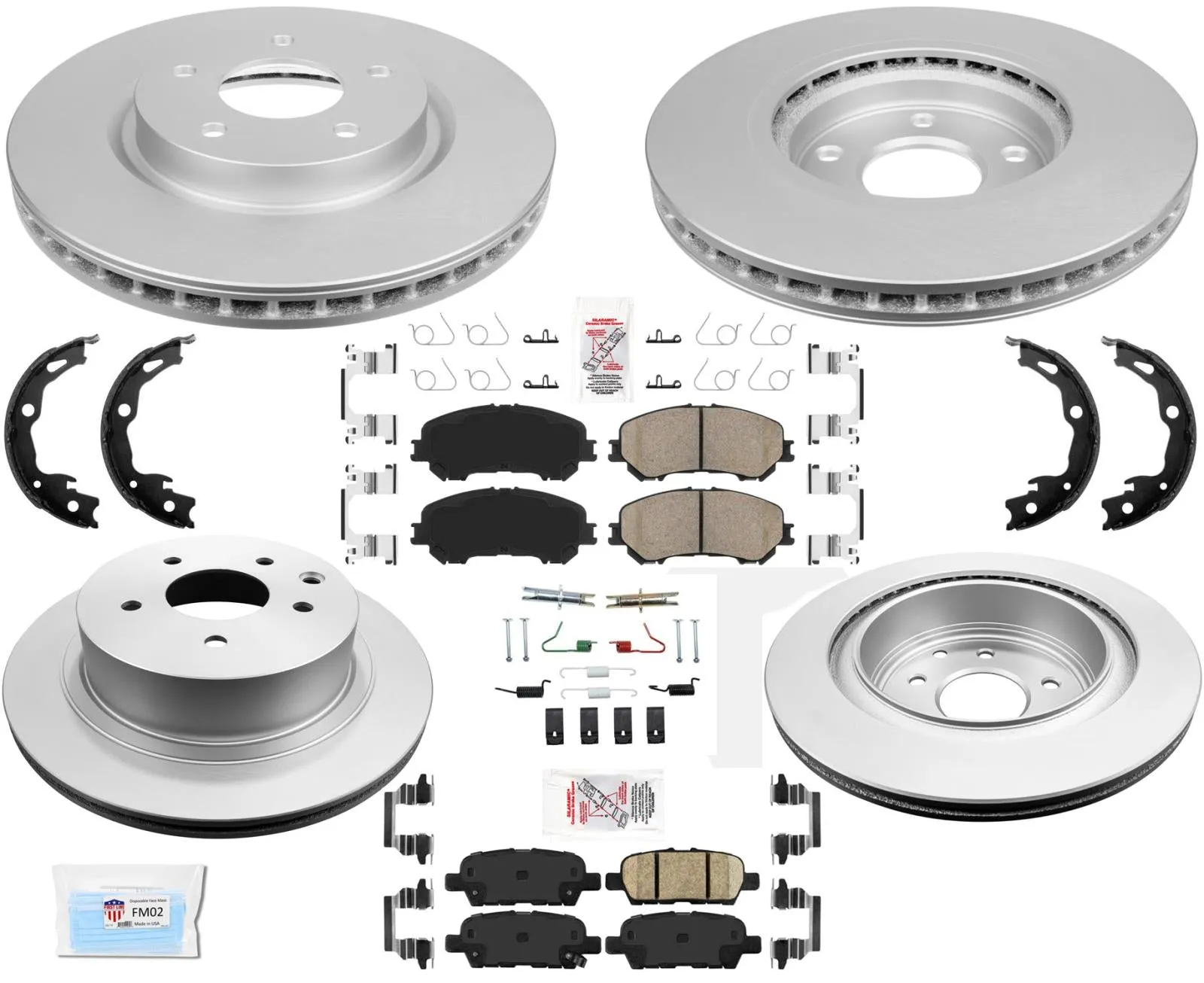 Coated Disc Brake Rotors Pads Hardware Fits For 2017-2018 Nissan Rouge Sport 2.0