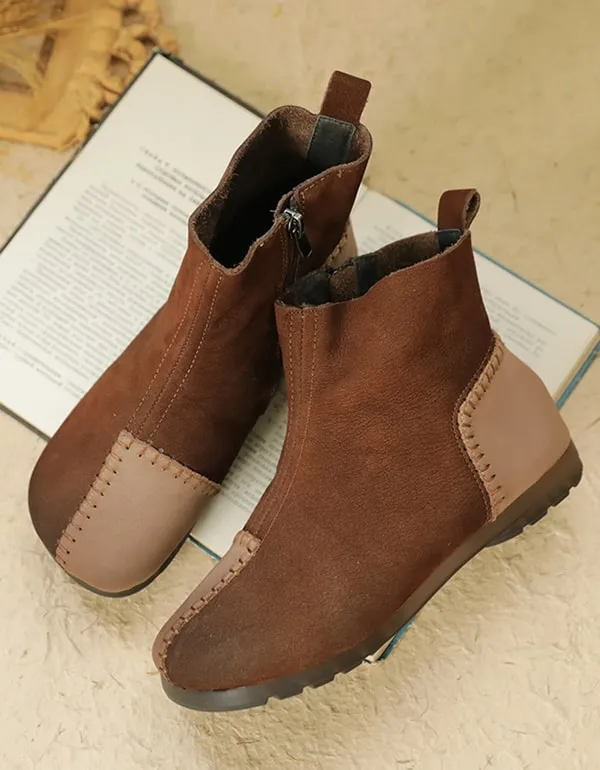 Color Patch Handmade Soft-soled Flat-heeled Boots