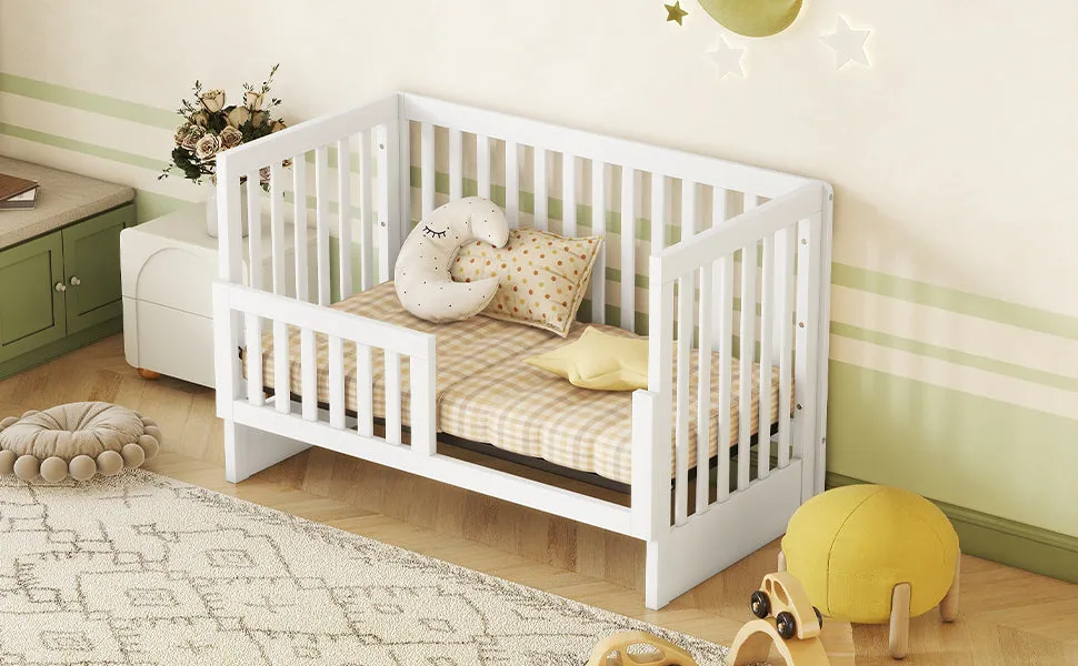 Convertible Crib with Changing Table, White