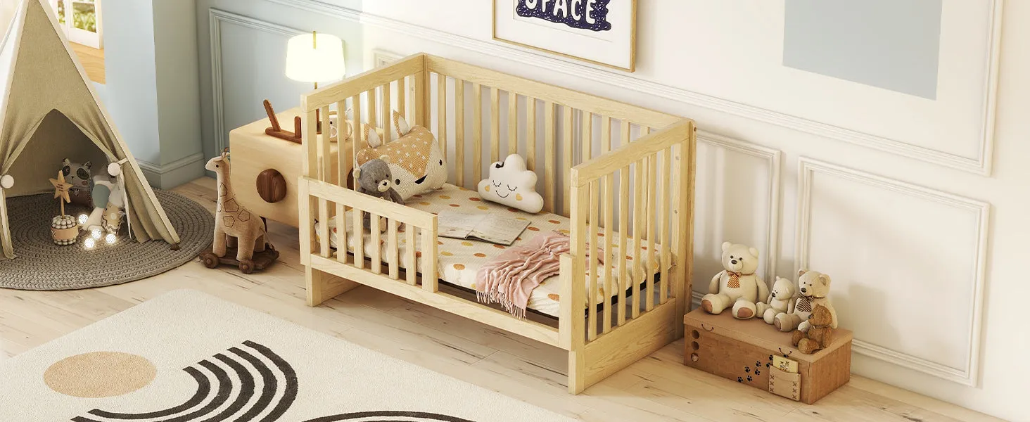 Convertible Crib/Full Size Bed with Changing Table, Natural