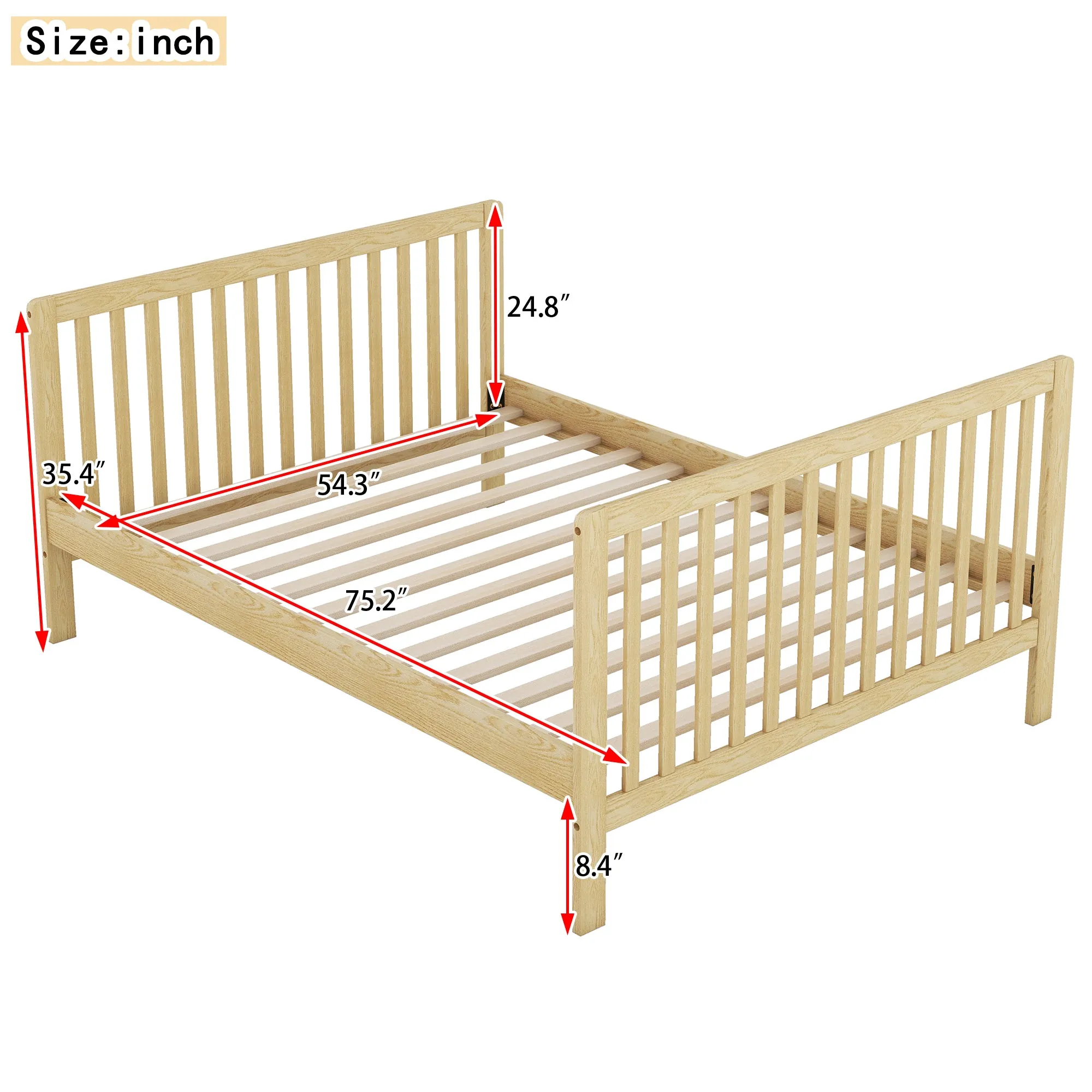 Convertible Crib/Full Size Bed with Changing Table, Natural