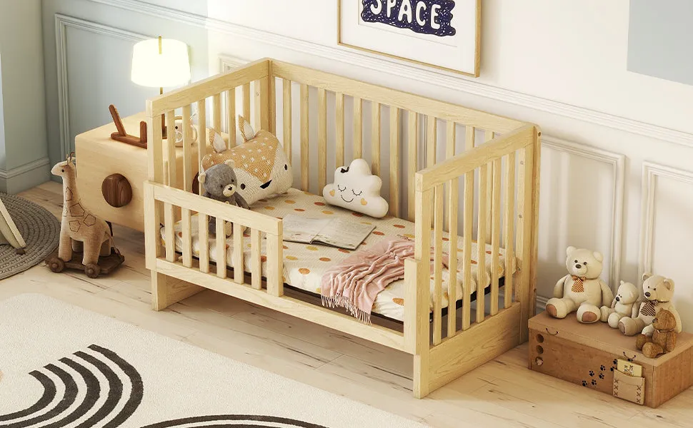 Convertible Crib/Full Size Bed with Changing Table, Natural