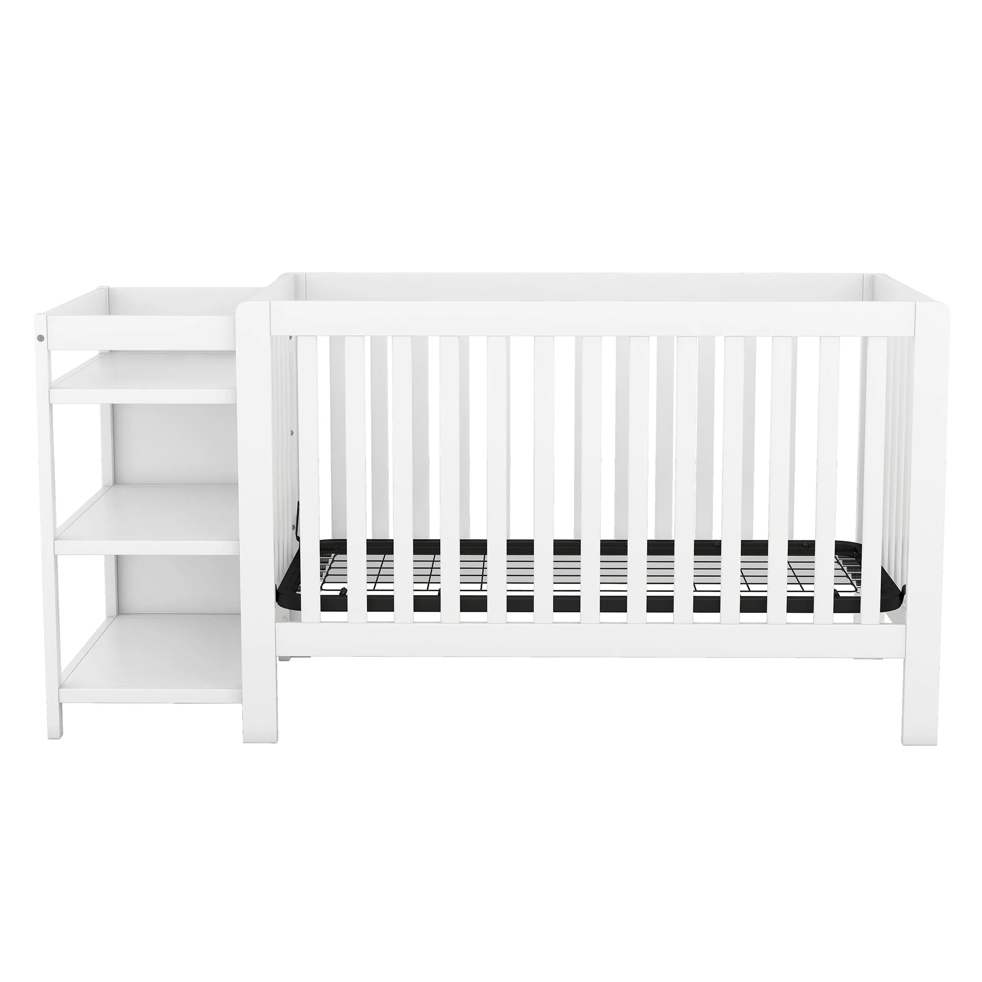 Convertible Crib/Full Size Bed with Changing Table, White