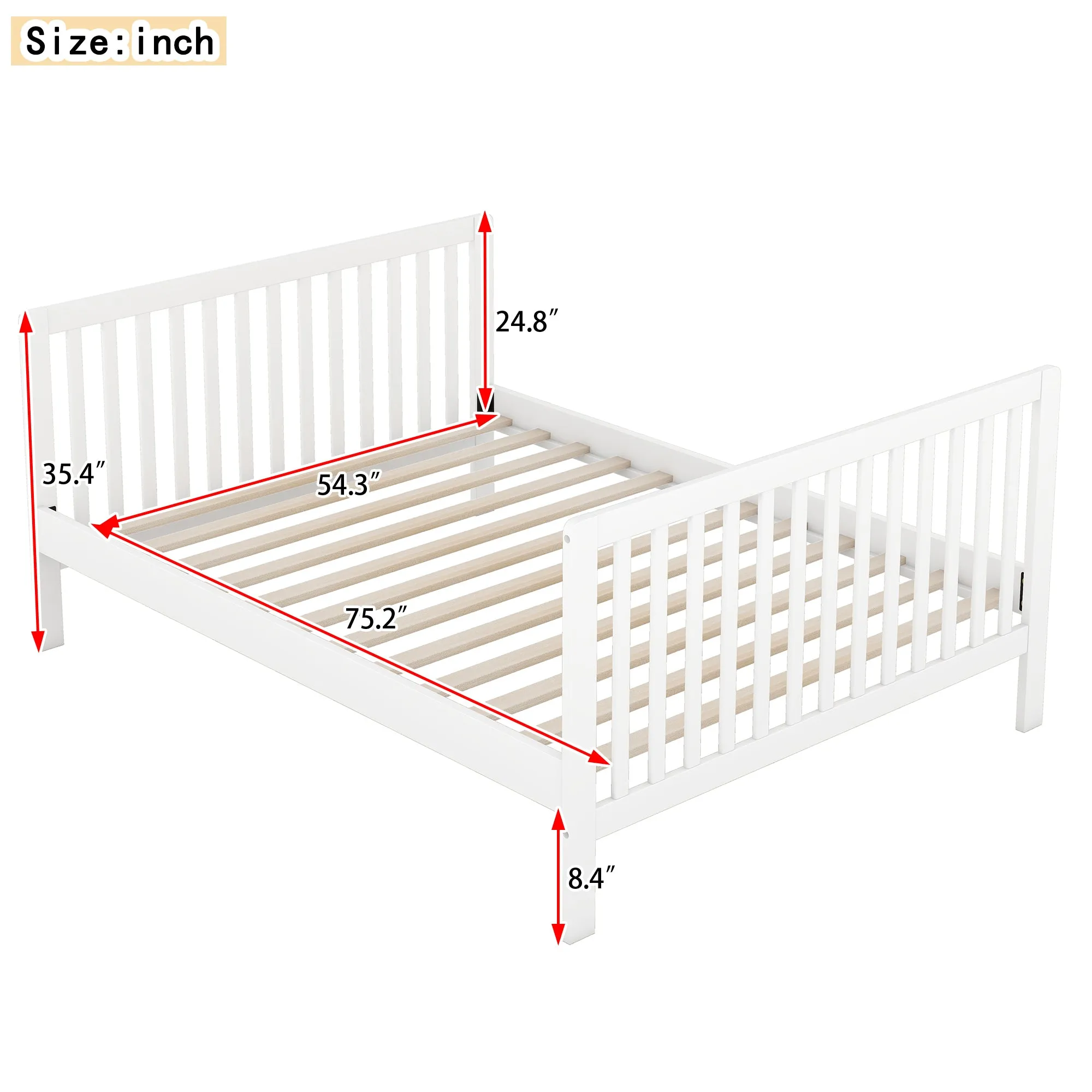 Convertible Crib/Full Size Bed with Changing Table, White