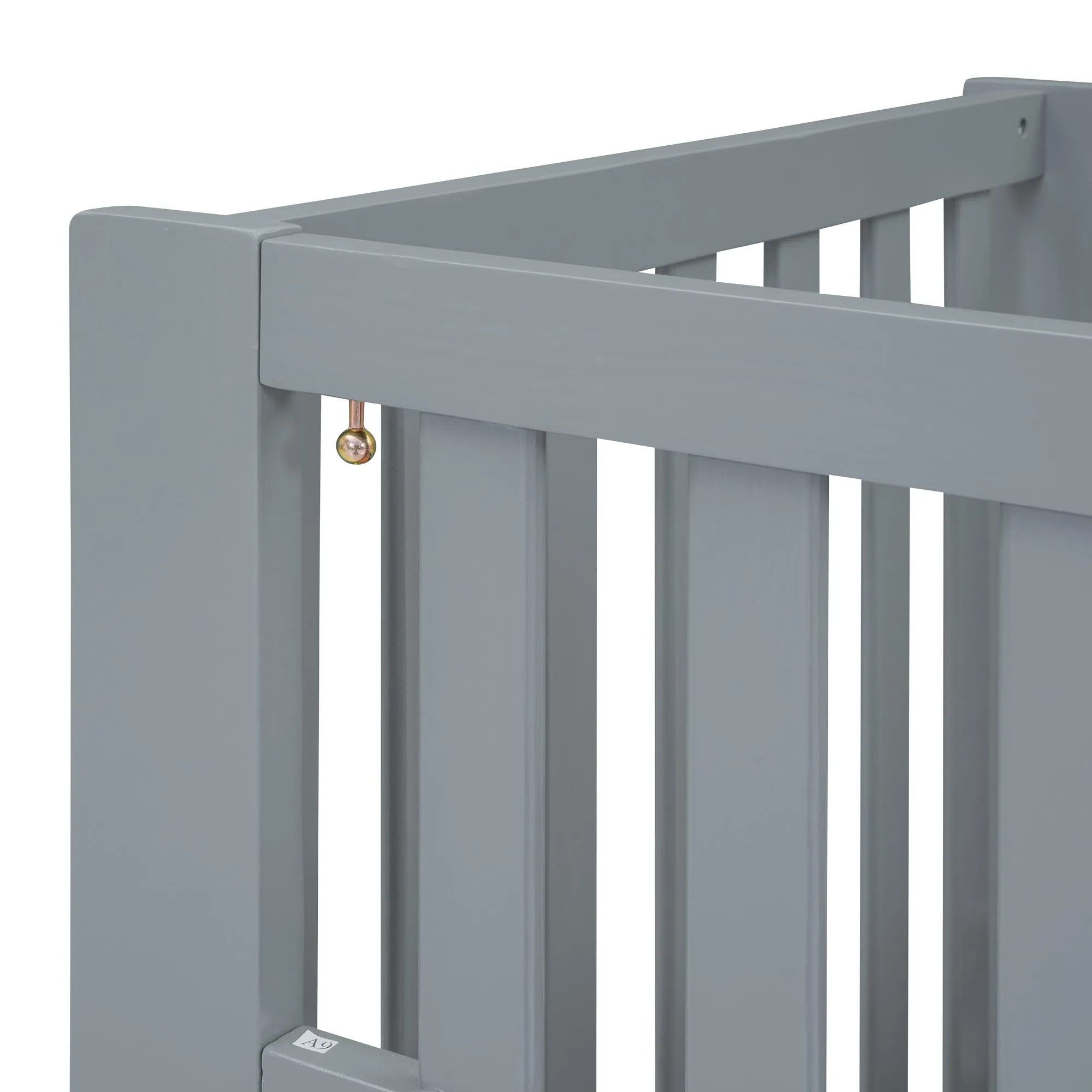 Convertible Crib/Full Size Bed with Drawers and 3 Height Options, Gray