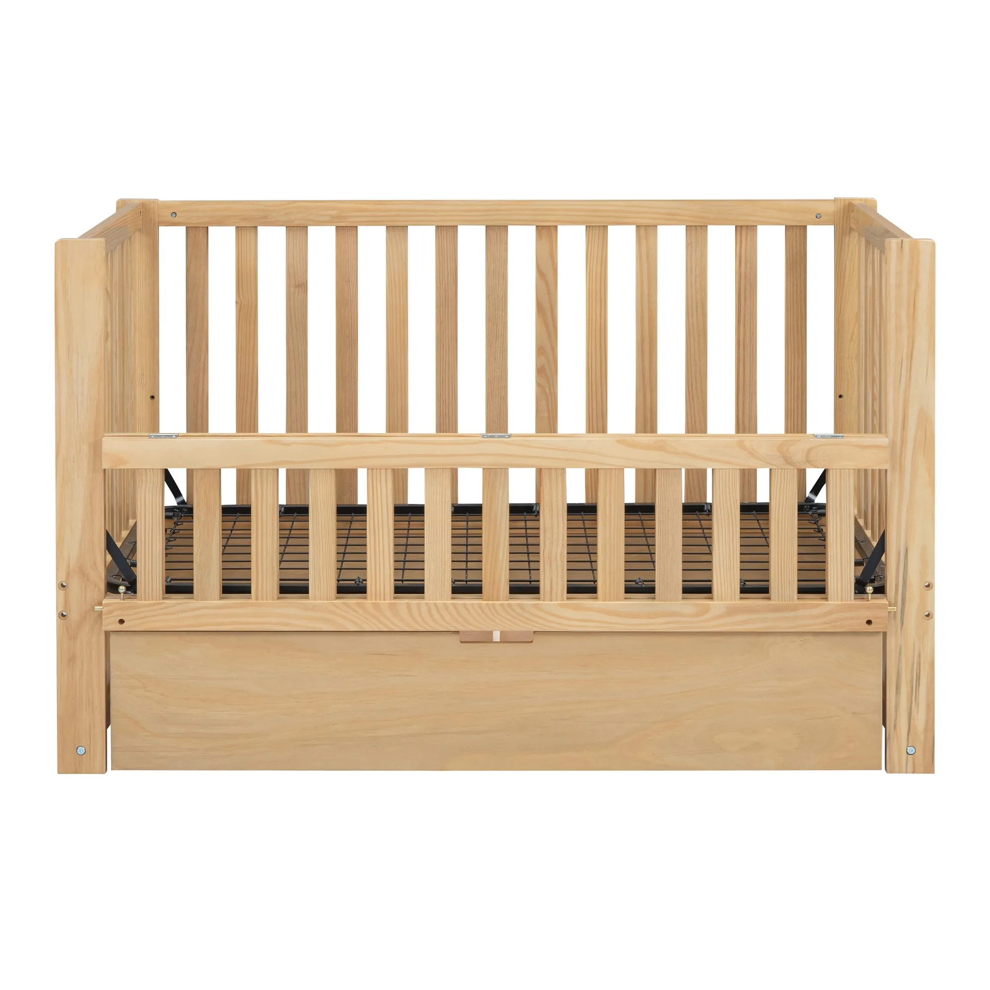 Convertible Crib/Full Size Bed with Drawers and 3 Height Options, Natural