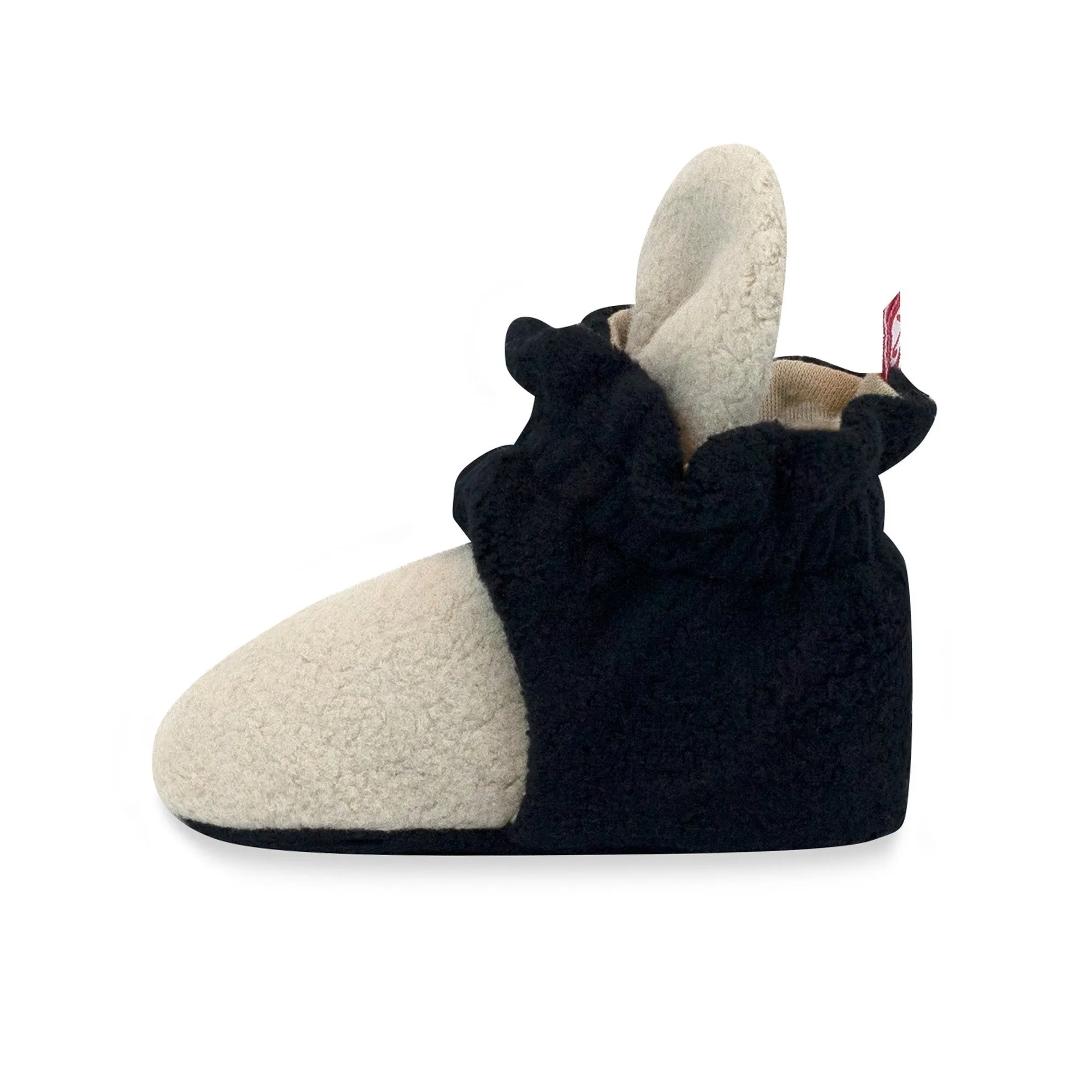 Cozie Fleece Color Block Gripper Baby Bootie - Khaki/Black