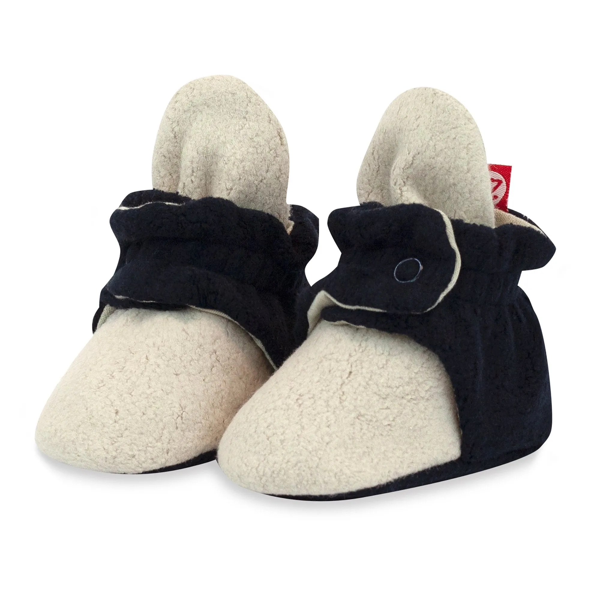 Cozie Fleece Color Block Gripper Baby Bootie - Khaki/Black