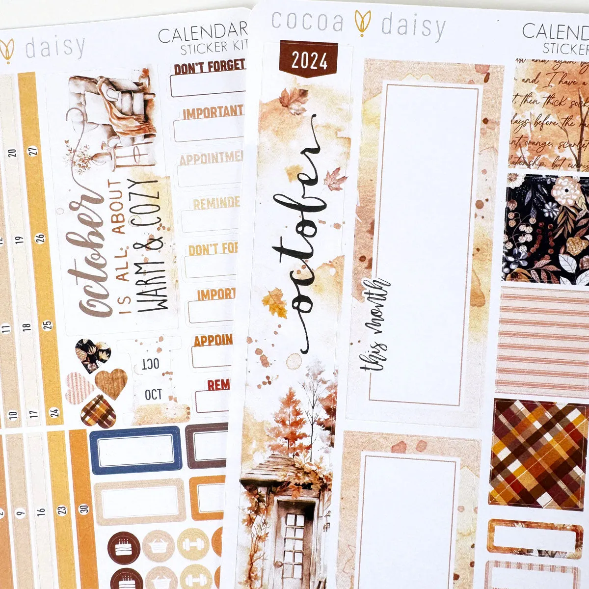 Cozy Season Calendar Stickers for Daisy Weeks October 2024