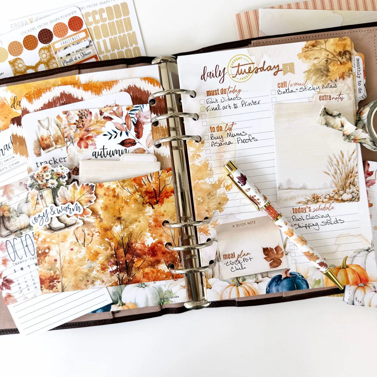 Cozy Season Inserts or notebook Only - Choose your size October 2024