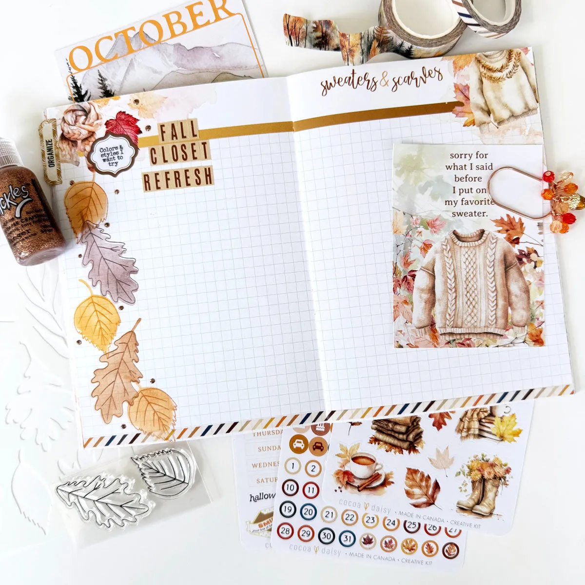 Cozy Season Inserts or notebook Only - Choose your size October 2024