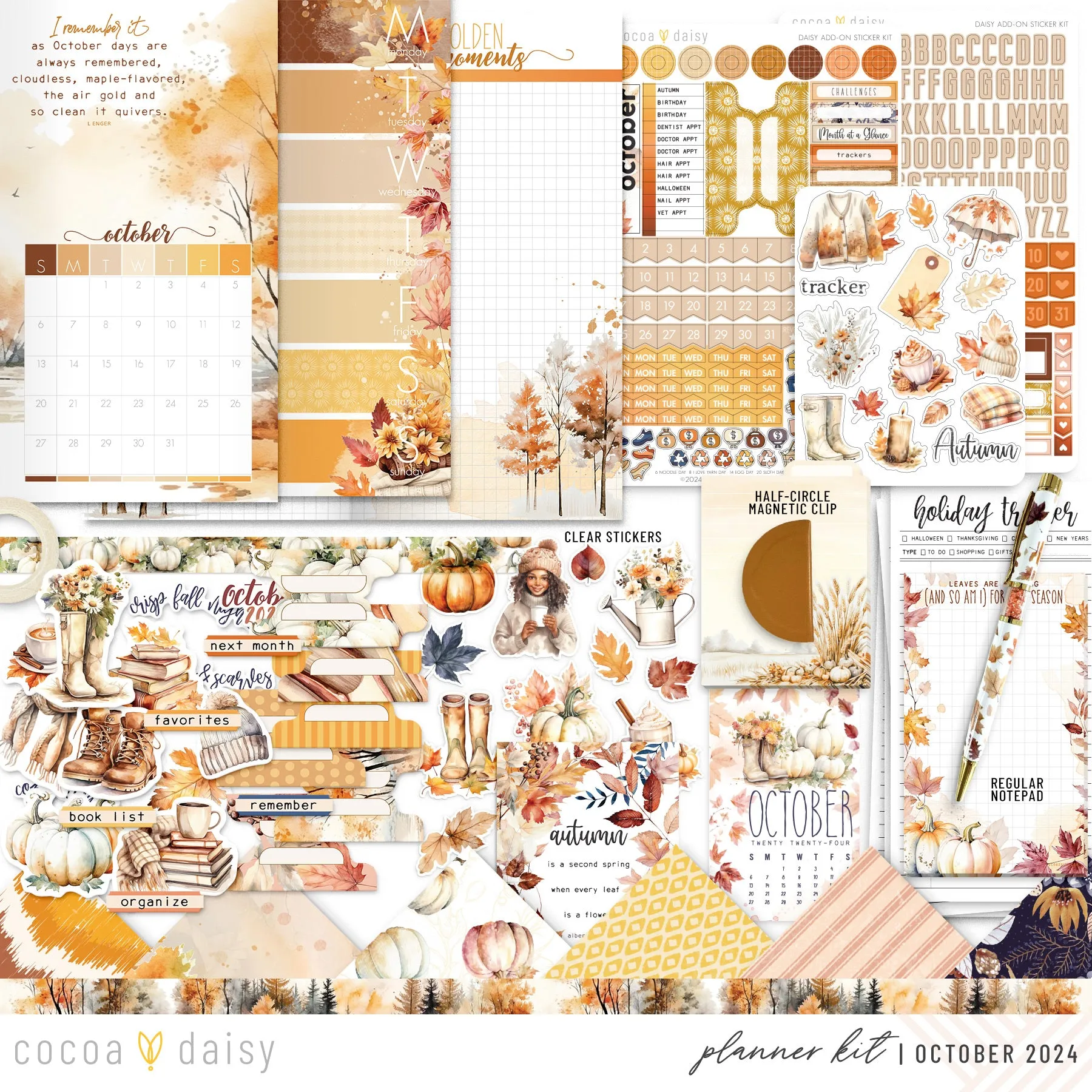 Cozy Season Planner Kit - Choose your insert or notebook October 2024