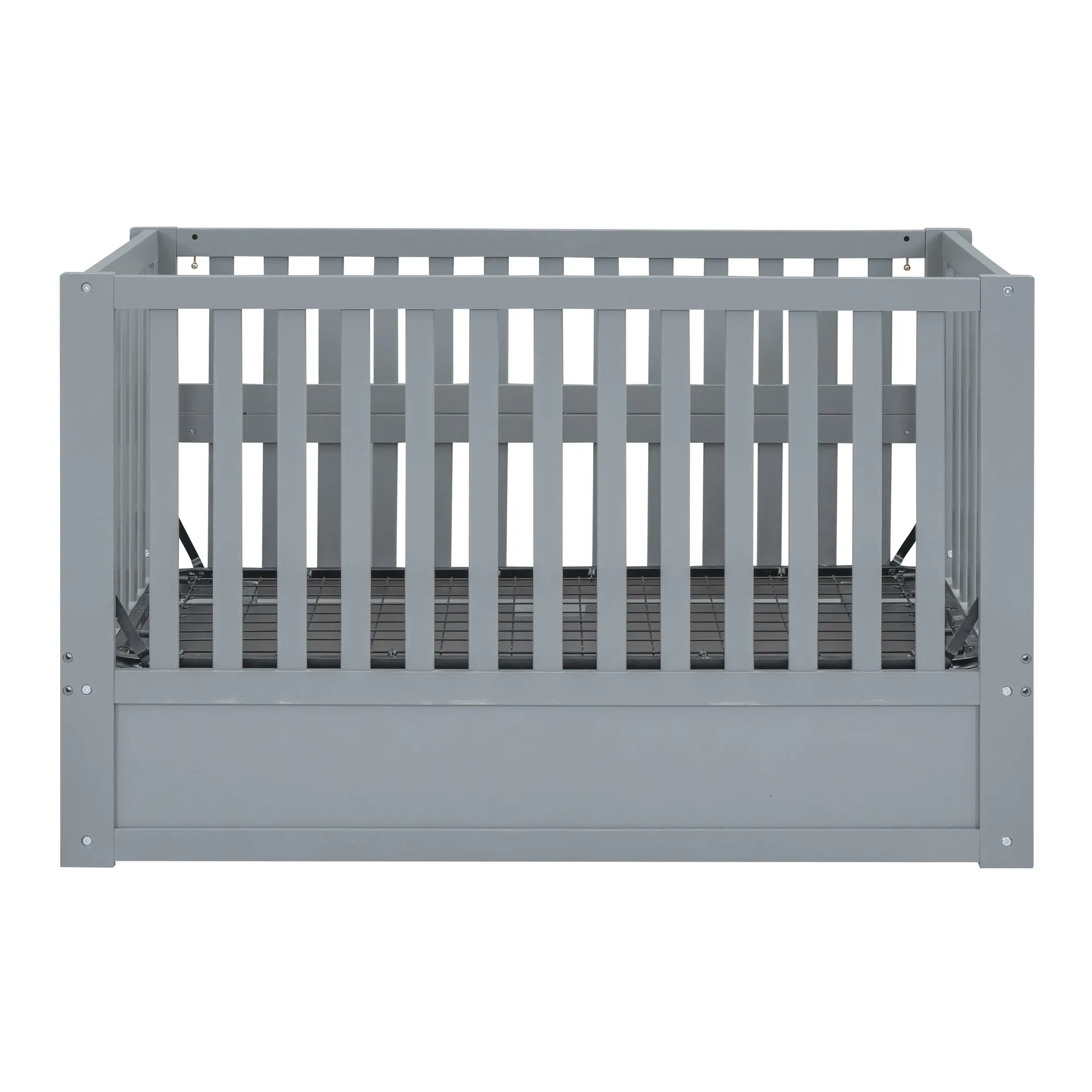 Crib with Drawers and 3 Height Options, Gray