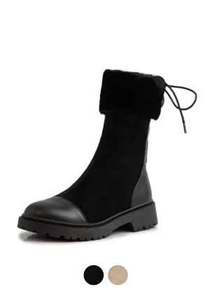 Cuper Women's Round Toe Snow Black Boots