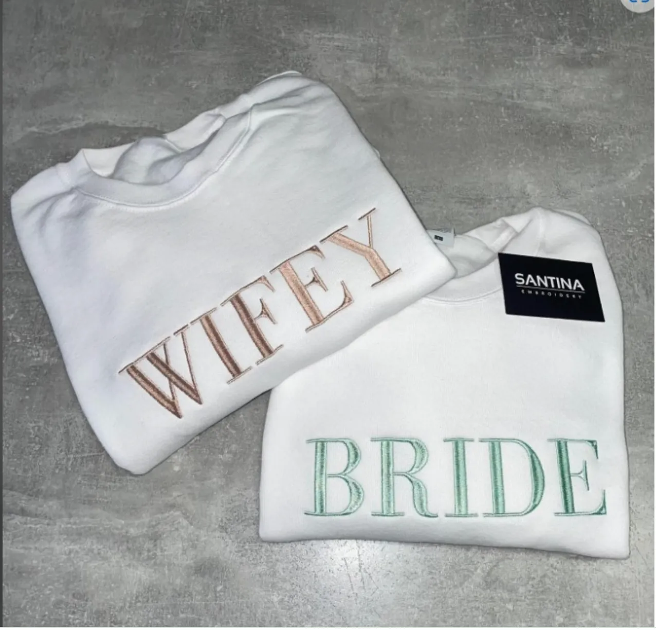 Custom Embroidered Bride and Wifey Sweatshirt Jumper