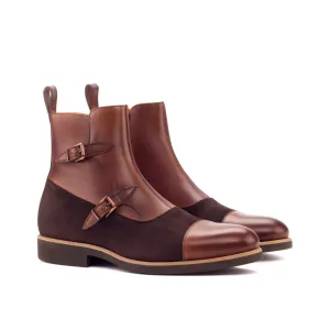 DapperFam Octavian in Med Brown / Brown Men's Italian Leather & Italian Suede Buckle Boot