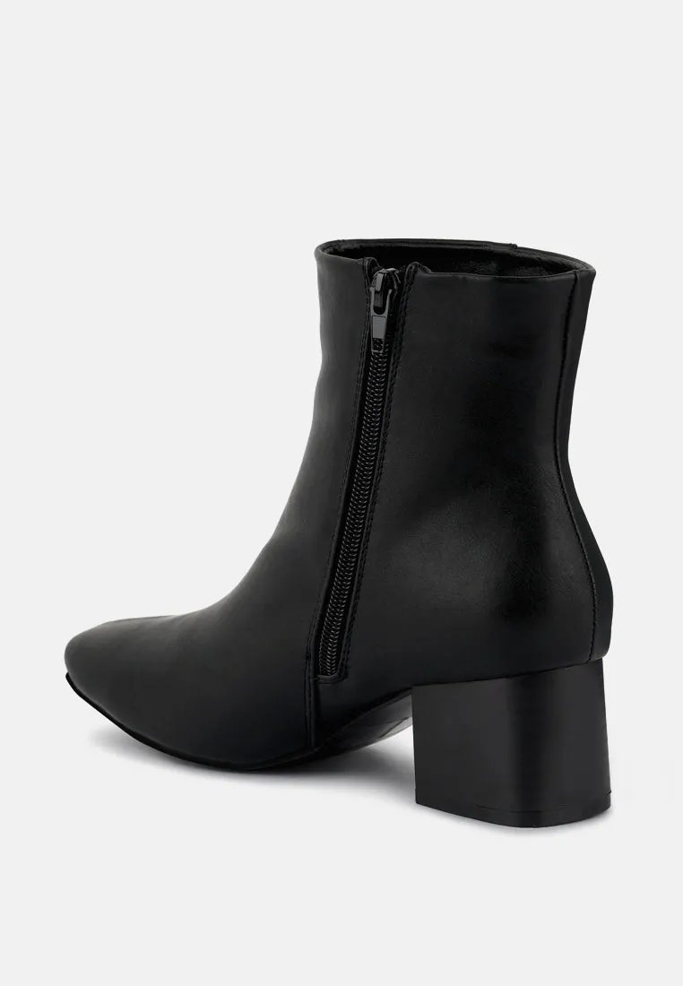 Davia Leather Square Toe Ankle Boots