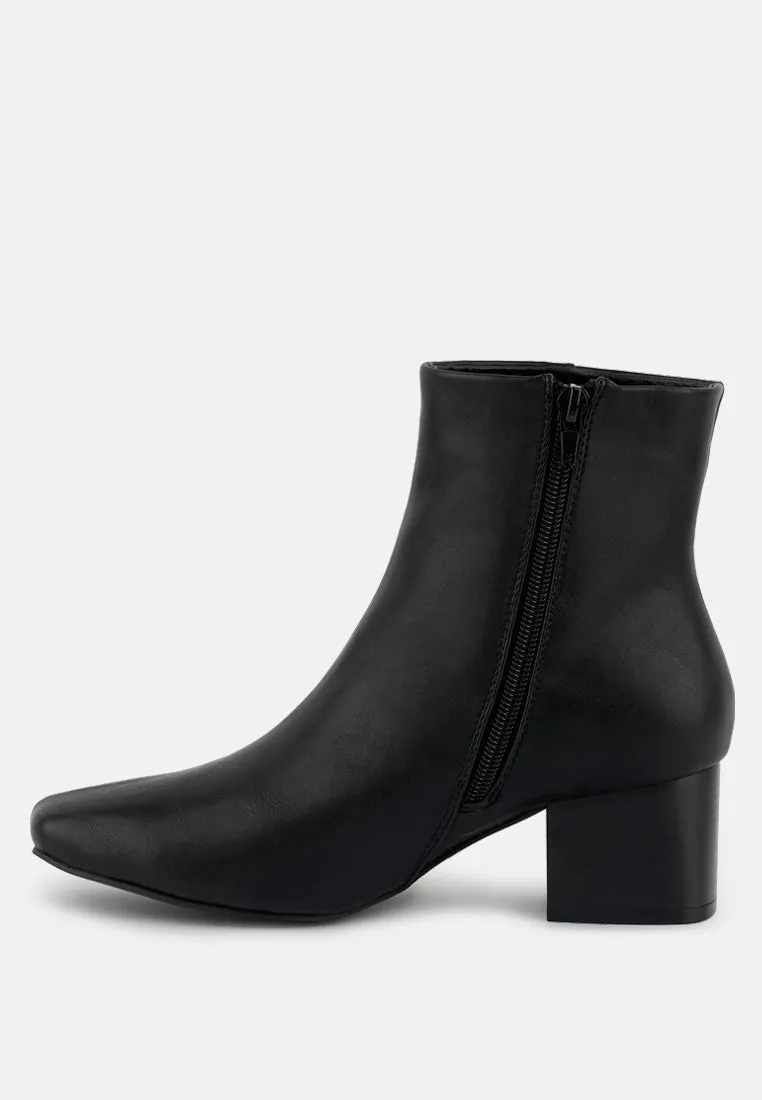 Davia Leather Square Toe Ankle Boots