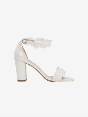 Dede Flower Vegan Leather Wedding Shoes | Ivory