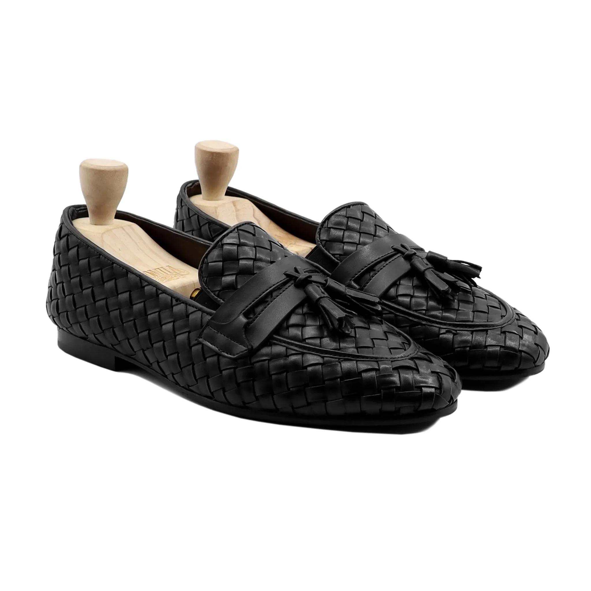 Delicacy - Men's Black Hand Woven Calf Leather Loafer