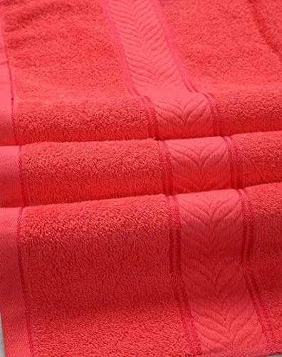 DIVINE OVERSEAS 100% Cotton/Soft/Highly Absorbent - Pack of 1 Elegance Medium Size Bath Towel, Soft Coral