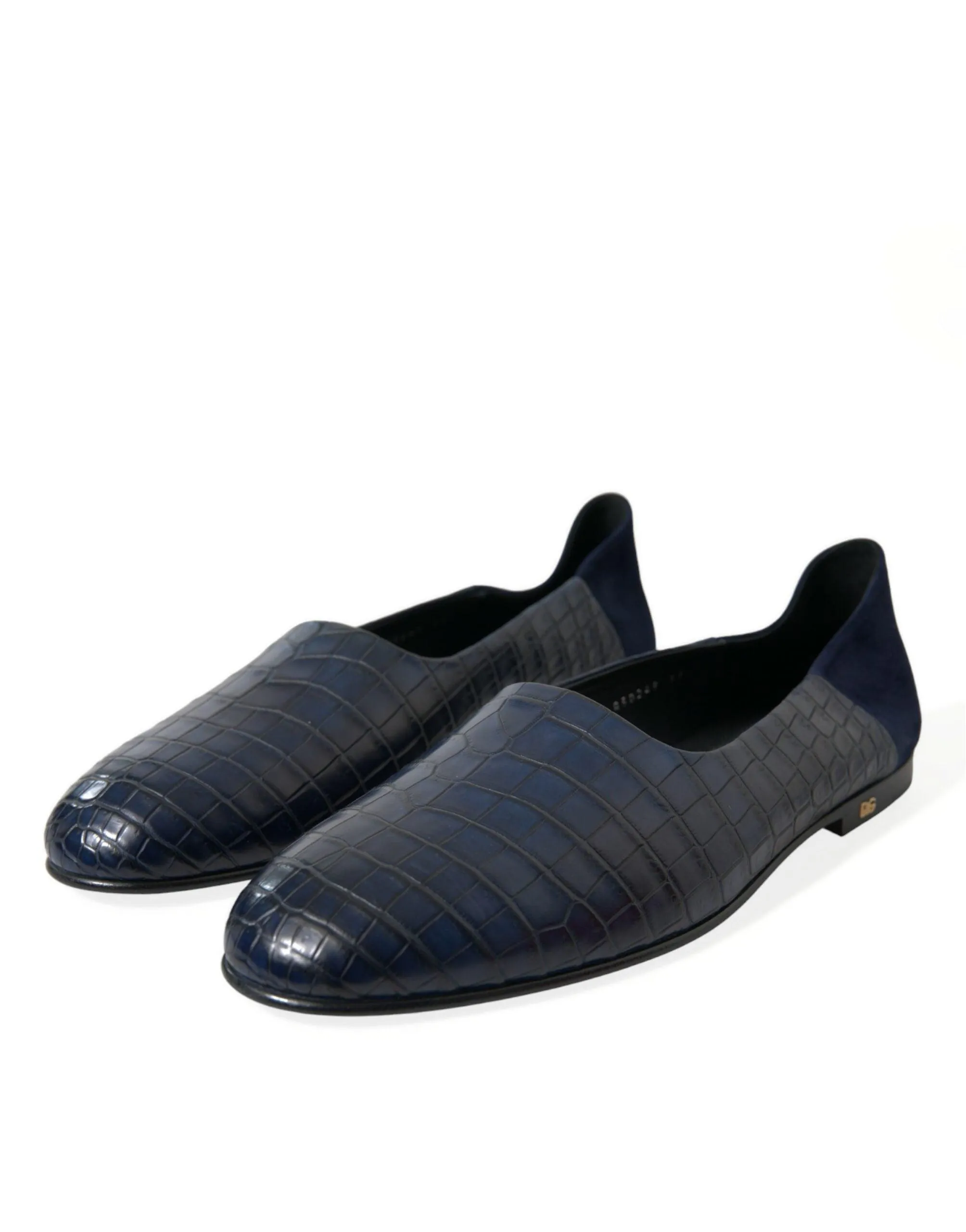 Dolce & Gabbana Blue Crocodile Leather Loafers Slip On Shoes