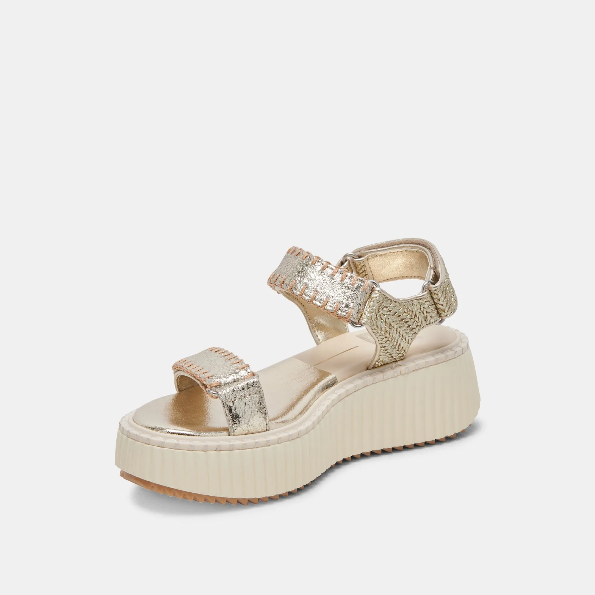 Dolce Vita Debra Platform Sandals in Platinum Distressed Leather