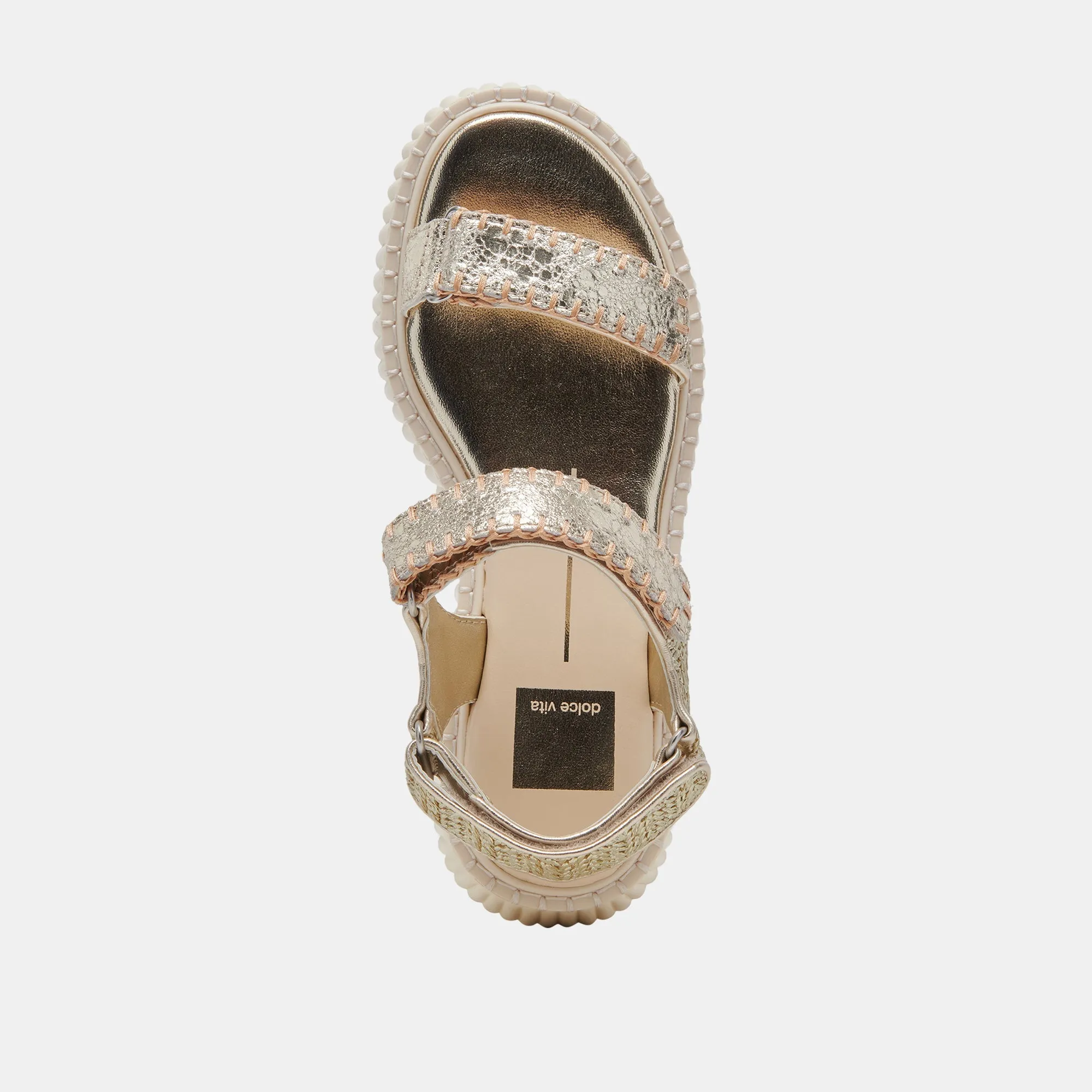 Dolce Vita Debra Platform Sandals in Platinum Distressed Leather