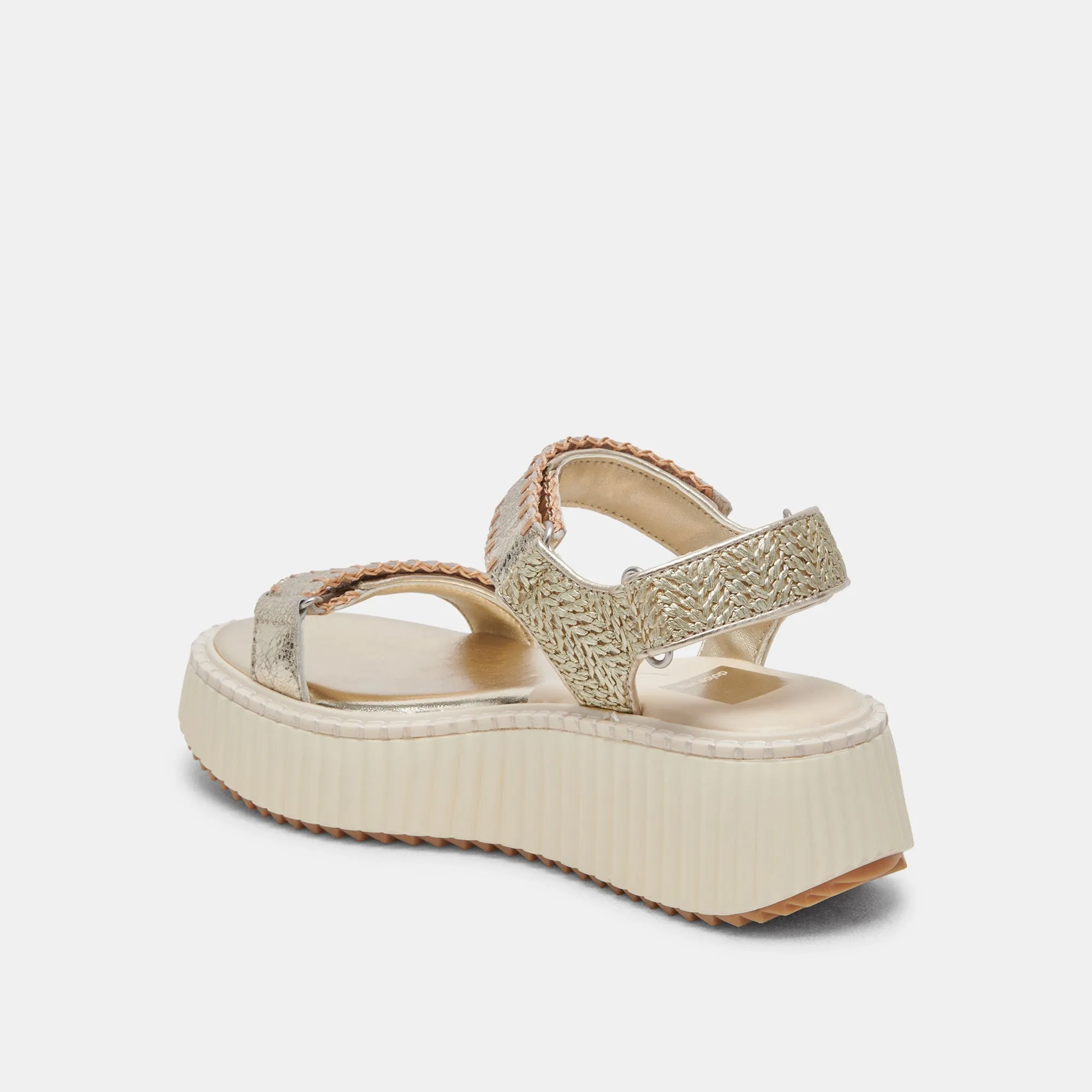 Dolce Vita Debra Platform Sandals in Platinum Distressed Leather