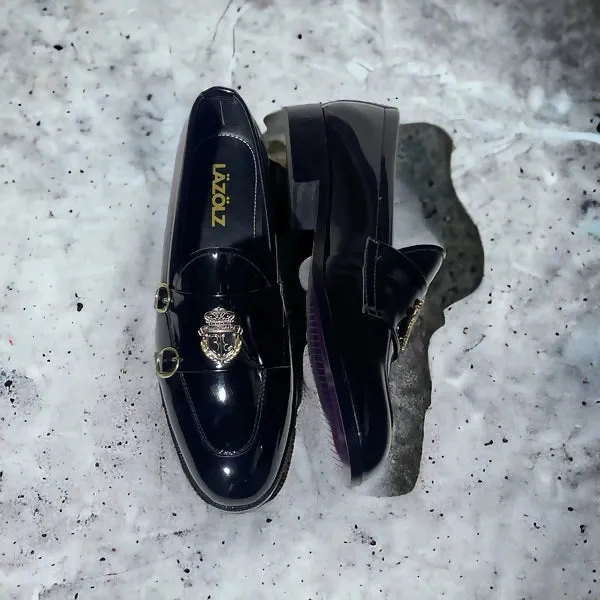 Double Monk Billionaire Black Loafers