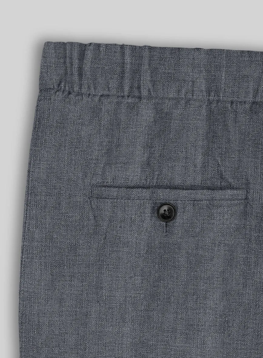 Easy Pants Italian Khyber Gray Blue Linen