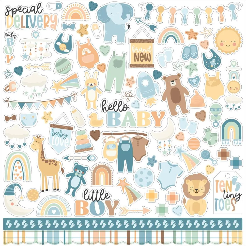 Echo Park Our Baby Boy cardstock stickers 12"X12" elements