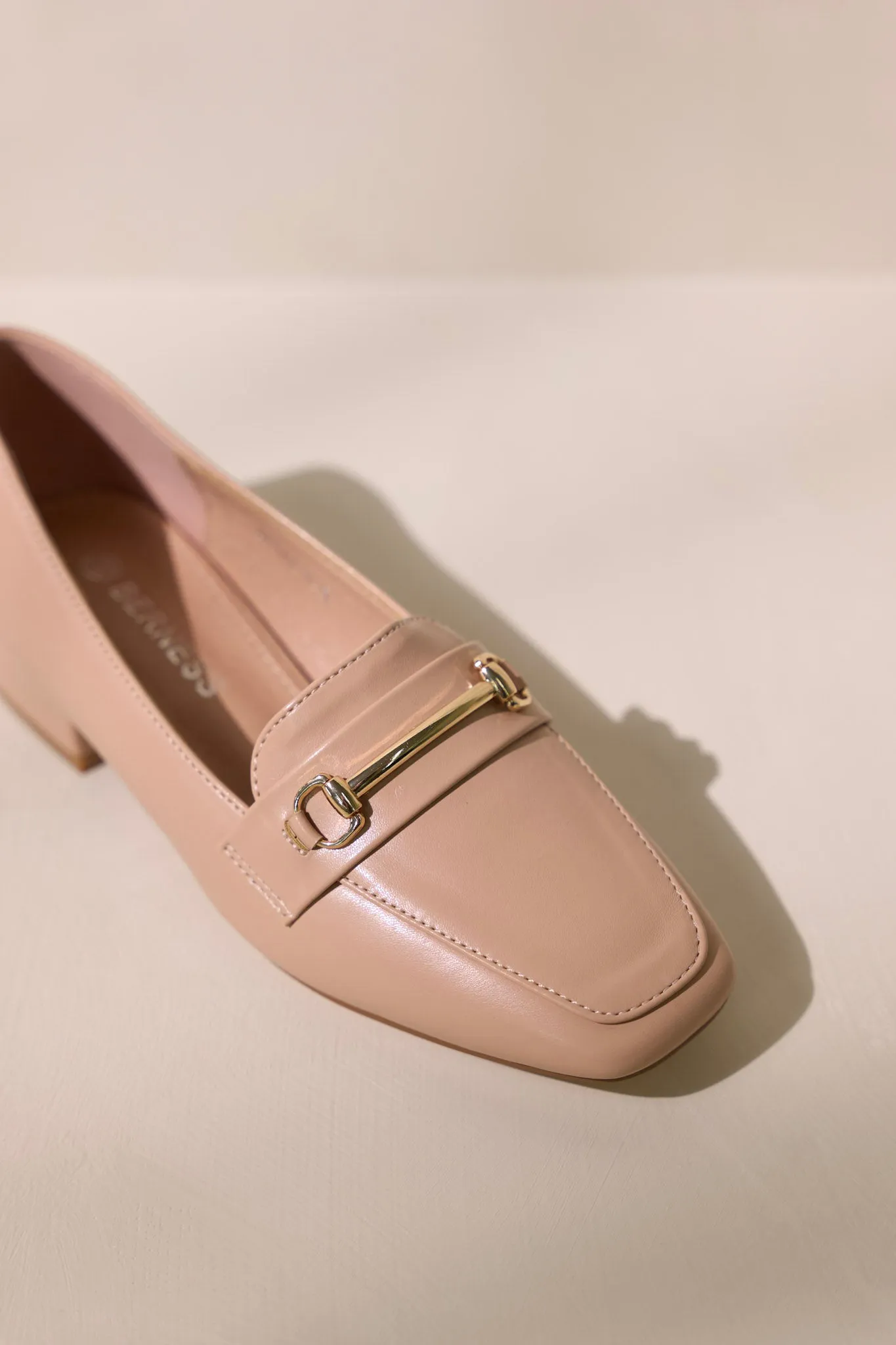 Elegant Stroll Beige Vegan Leather Loafers