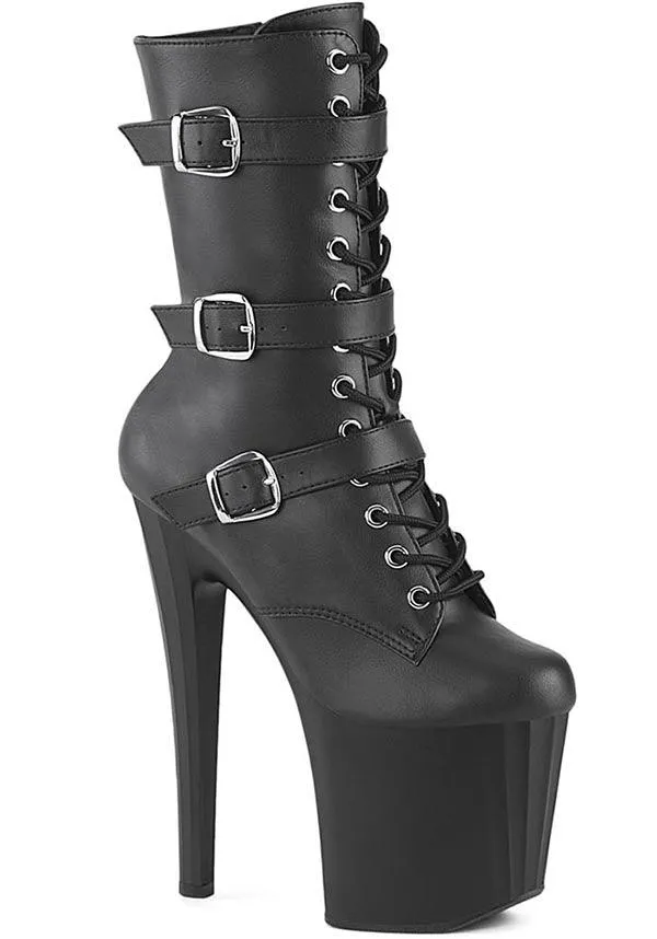 ENCHANT-1043 [Black Faux] | PLATFORM HEELS [PREORDER]